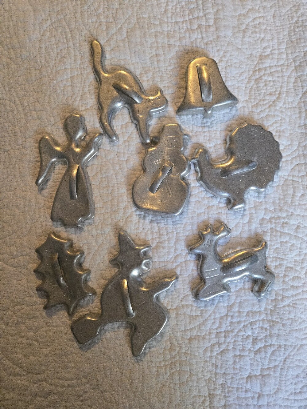 SET OF 8 VINTAGE ALUMINUM Various Holiday Cookie Cutters